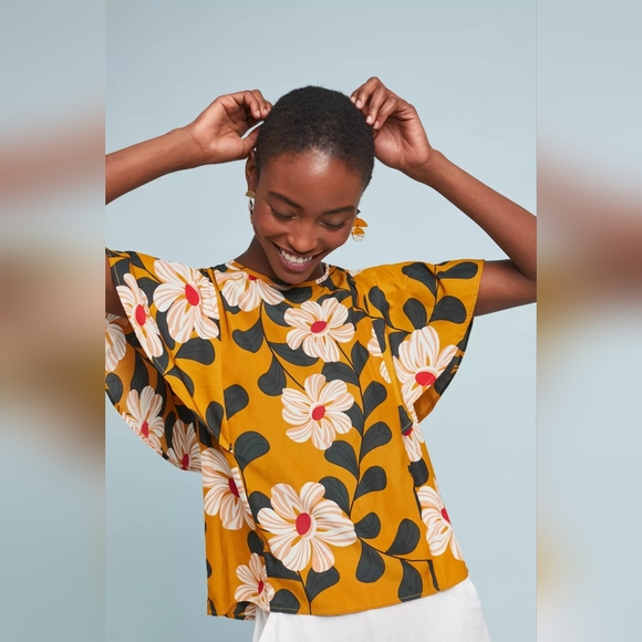 💛 Eva Franco Ikebana Floral Blouse. Size 10 - Picture 1 of 12